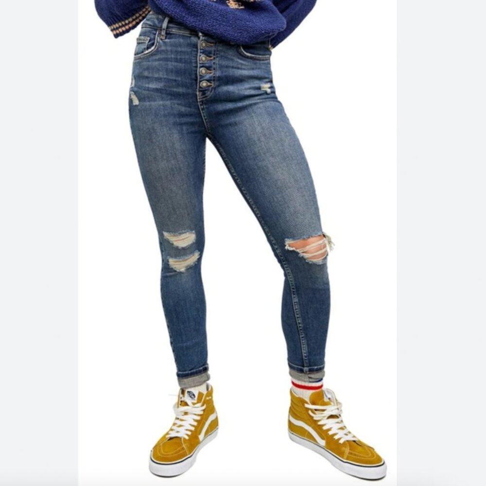 WE THE FREE - Sabrina Ripped High Waist Crop Super Skinny Jeans